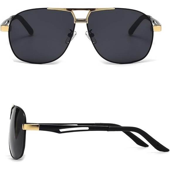 Polarized Sunglasses Gold Trim Black Lenses Driving Glasses Hip Hop 2026 Women - Picture 6 of 11